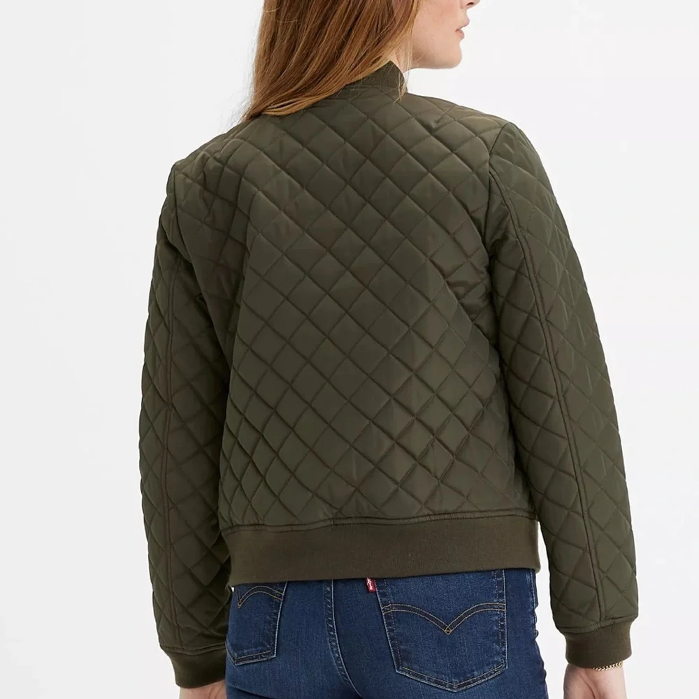 Levi’s Diamond Quilted Bomber Jacket – Women’s Size S – Olive Green